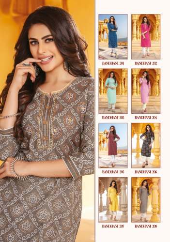 Designer Rayon & Cotton Handwork Print Kurti