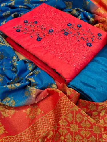 Designer Semi Modal Khatli Work Dress Material