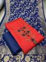 Designer Slub Cotton & Handwork Dress Material  thumb 3