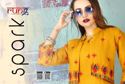 Designer Slub Rayon Kurti With Short Koti