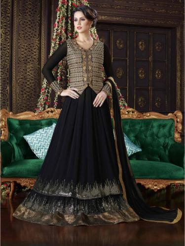 Golden Georgette Anarkali suit