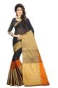 fabliva-designer-black-beige-orange-cotton-saree