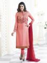 Fabliva Peach Georgette Satin Suit
