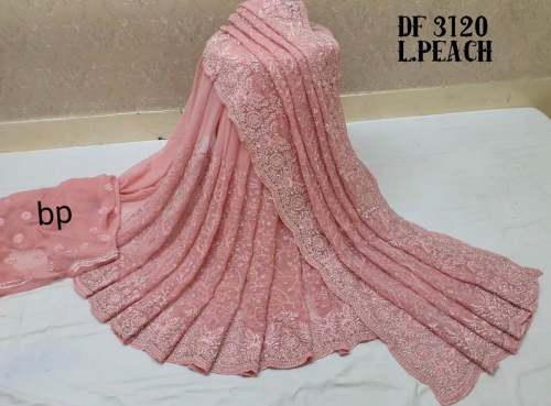 fancy EMbroidered Georgette Saree