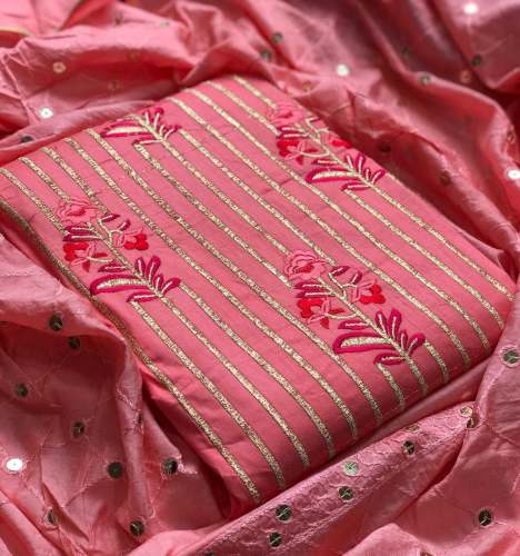 Fancy Glaze Cotton With Embroidery Dress Material