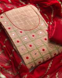 Fancy Modar Chex With Embroidery Dress Material