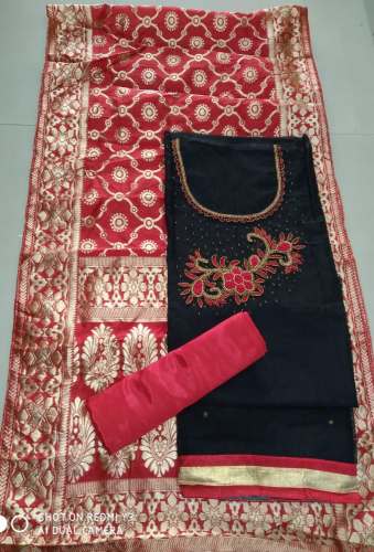 Handwork Dress Material With Banarasi Dupatta