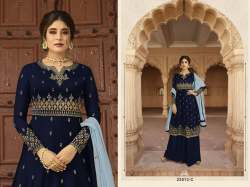 Heavy Embroidered Satin Georgette Gharara Suit