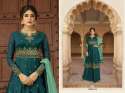 Heavy Embroidered Satin Georgette Gharara Suit thumb 2
