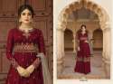 Heavy Embroidered Satin Georgette Gharara Suit thumb 3