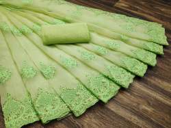 HEAVY ORGANZA FABRIC SAREE WITH HEAVY EMBROIDERY
