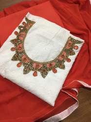 Khatli Work Unstitched Cotton Dress Material