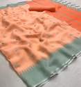 Latest Designer Soft linen silk Saree thumb 6