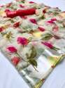 Latest Printed Linen Silk saree thumb 2