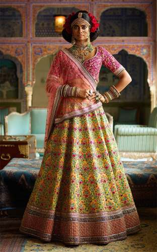 Latets Heavy EMbroidered Lehenga For Haldi