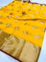 Linen Cotton Silk Fancy Weaving saree thumb 4