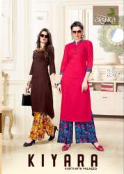 Rayon Slub Printed Kurtis With Palazzo