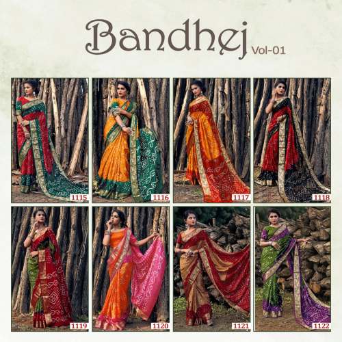 Stylish Art Silk With Zari Waving Bandhani Saree