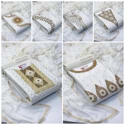 Stylish New Arrival White Handwork Dress Material