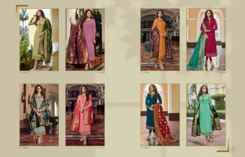 Stylish Satin Georgette Embroidered Salwar Suit