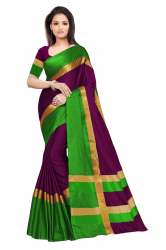 Nena Fashion dark purple green Cotton Saree(aangi)