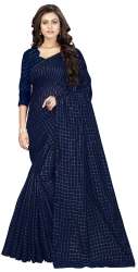 Nena Fashion  navyblue Cotton Saree(smallchex)