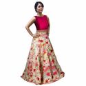 Party Wear Printed lehenga Cholis Red 
