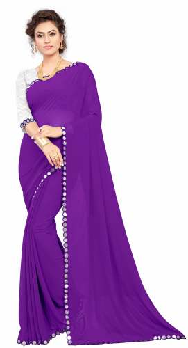 Nena Fashion  purple Party Wear Saree (mirror)