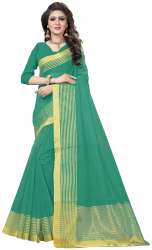 Nena Fashion rama green Cotton Saree(sangreela)