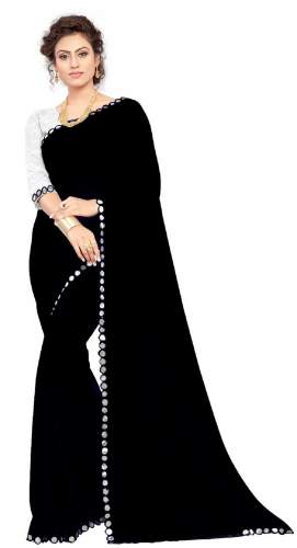 Nena Fashion Women black Party Wear Saree (mirror)