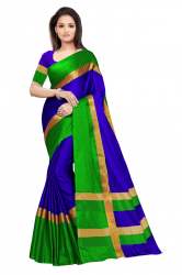 Nena Fashion Women blue green Cotton Saree(aangi)