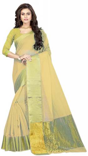 Nena Fashion Women chiku color Cotton Saree