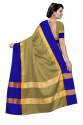 Nena Fashion Women cream blue Cotton Saree(aangi) thumb 1
