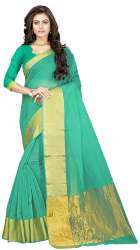 Nena Fashion Women green color Cotton Saree