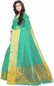 Nena Fashion Women green color Cotton Saree thumb 1