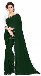 Nena Fashion Women green Party Wear Saree (mirror)