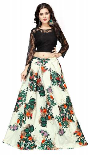 Nena Fashion Women grey lehenga choli (fox)