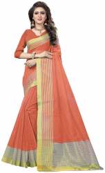 Nena Fashion Women light orange Cotton Saree