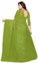 Nena Fashion Women  mahendi green Cotton net Saree thumb 2