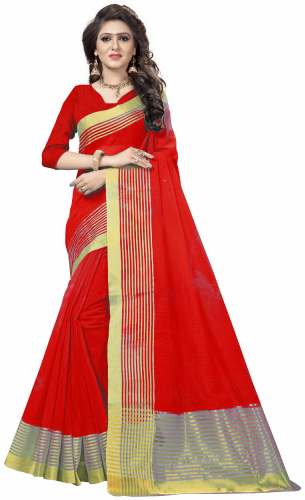 Nena Fashion Women  marron Cotton Saree(sangreela)