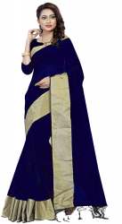 Nena Fashion Women navy blue Cotton Saree(ranger)