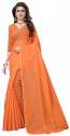 Nena Fashion Women orange Cotton Saree(small chex)