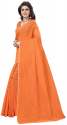 Nena Fashion Women orange Cotton Saree(small chex) thumb 1