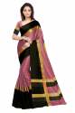Nena Fashion Women pink black Cotton Saree(aangi)