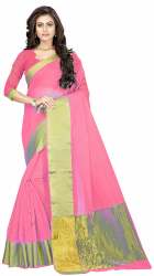 Nena Fashion Women pink Cotton Saree(rajwadipallu)