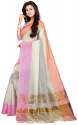 Nena Fashion Women pink linnig grey Cotton Saree thumb 1