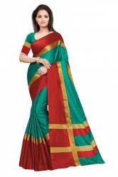 Nena Fashion Women rama red  Cotton Saree(aangi)