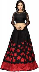 Nena Fashion Women red&black lehenga choli (rose)