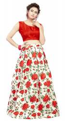 Nena Fashion Women red lehenga choli (gulabgreen)