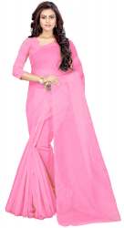 Nena Fashion Women's baby pink Cotton net  Saree